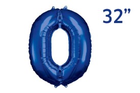 Globo metalizado azul numero 0